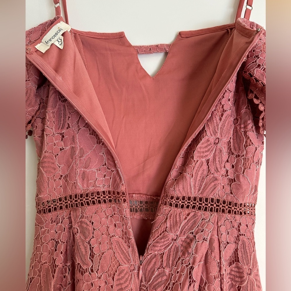 Francesca's Lace Cold Shoulder Pink Mini Dress - Picture 7 of 9